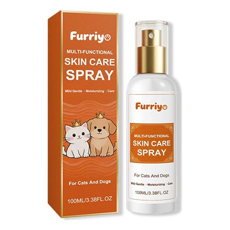 Furriyo Pet Skin Feuchtigkeitsspray, feuchtigkeitsspendende und sanfte Formel für die Hautpflege von Katzen und Hunden. (1/5)