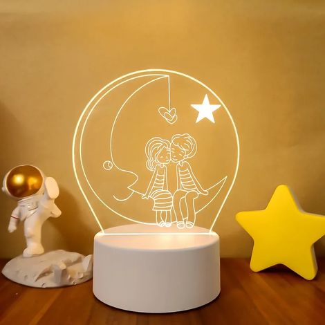 Veilleuse LED 3D créative (lumière chaude), lampe décorative pour la maison