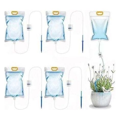 5 Pack 3.5L Adjustable Flow Drip Irrigation Bags Automatic Watering System for Indoor Outdoor Plants (1/4)