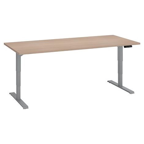 Bureau réglable en hauteur électrique chêne clair Ergo Premium 180 x 80 cm - Arch - aluminium - Maxiburo (1/2)