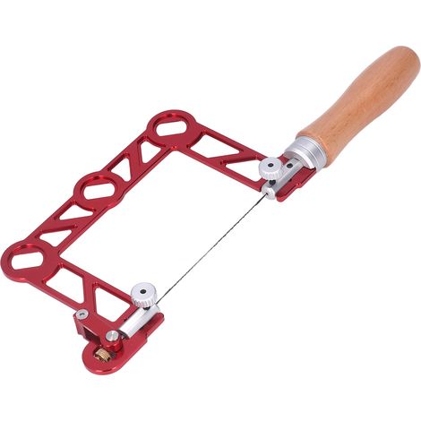 Petite scie à main pour bijoutier, modèle en U, manche bois, aluminium, coupe métaux et bois, rouge, 3 po, kit 3 pcs (1/5)