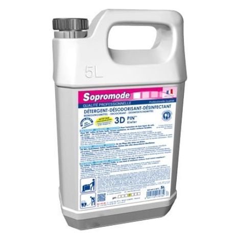 Nettoyant Sol & Surfaces 3D Sopromode 5L - Parfum Pin des Landes - Sans Rinçage - Auto-Laveuse - Made in France