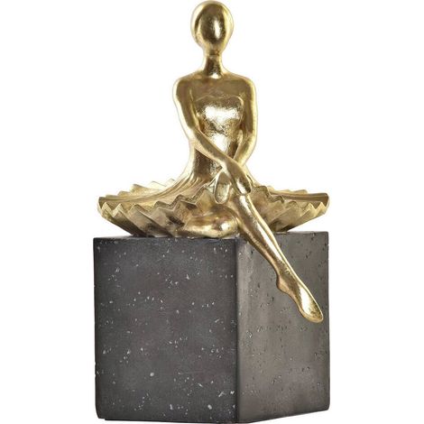 Statuette danseuse dorée en résine décorative style glamour - Doré effet béton gris foncé (1/3)