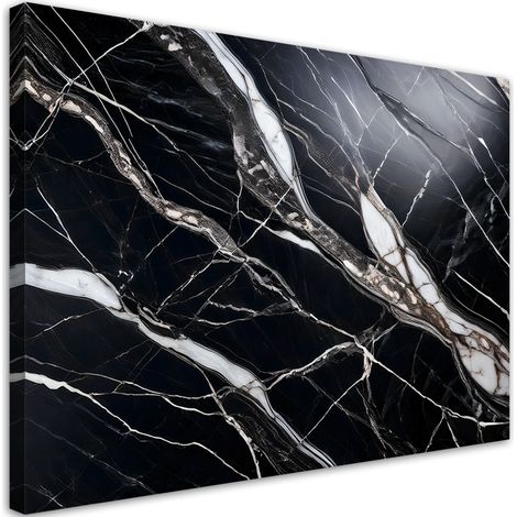 Tableau déco Pierre de marbre noir et blanc 100x70 (1/5)