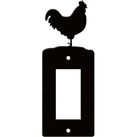 Plaque de protection pour interrupteur à bascule en forme de coq, plaque murale simple, cache-lampe en fer, décoration pour prise électrique, rectangulaire, noire avec vis, compatible avec disjoncteur (1/5)