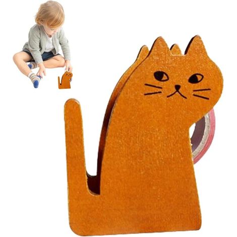 Multifunctional Tape Dispenser - Cat-Shaped Wooden Tape Cutter - Lifelike Tape Dispenser for Efficient Gift Wrapping Use in the Office and at Home (1/5)