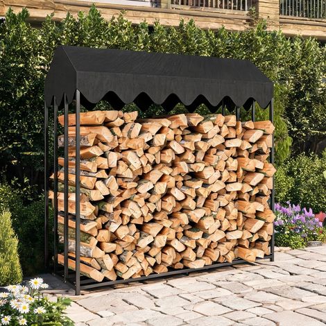 Porte-bûches preto en aço Tecido Oxford 1860 x 700 x 1850 cm (1/5)