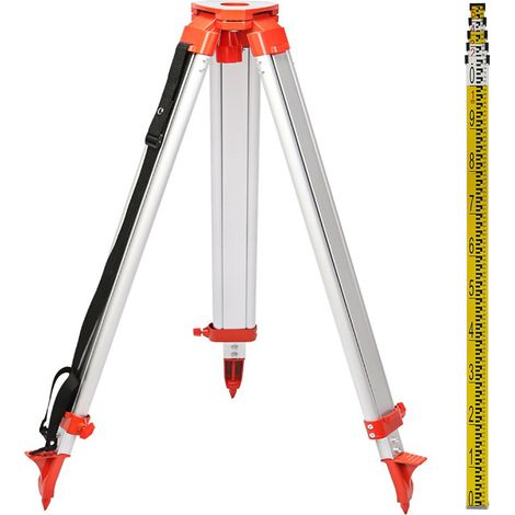 Réglable en hauteur, kit trépied et mire pour niveau laser rotatif, trépied aluminium 1,04-1,65 m et mire 5 m (1/5)