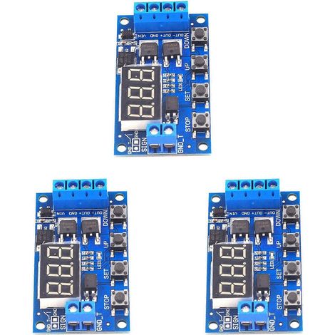 Circuit de relais temporisé numérique avec 3 LED 12V/24V CC et double circuit de contrôle à transistors MOSFET (1/5)