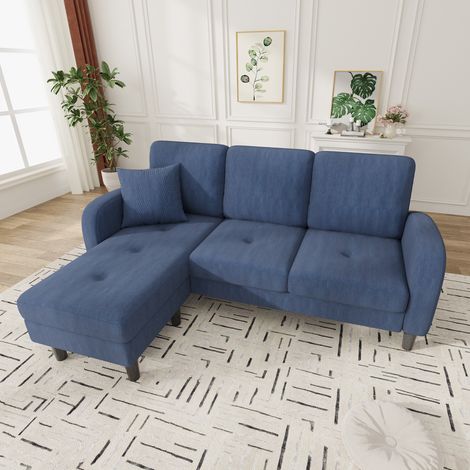 Divano angolare a L con chaise longue, 166 x 118 x 77 cm – divano a 3 posti, tessuto in velluto a coste, gambe in plastica, design modulare, ideale per soggiorni, appartamenti e uffici.