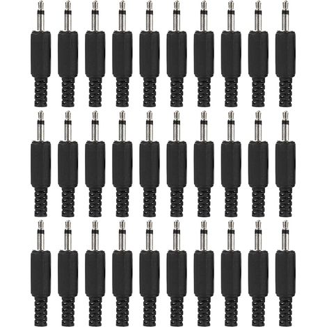 30 Pcs Prise Jack de réparation de Remplacement TS 3,5 mm, Prise mâle Mono 2 pôles 1/8", connecteur de câble Audio de Type à souder 3,5 mm pour réparation de Bricolage (1/5)