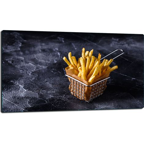 PIATTO PROTETTIVO IN VETRO PER FORNELLO 90x52 PATATINE FRITTE (1/5)