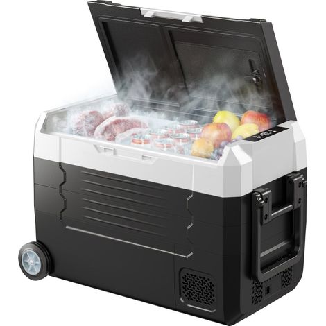 Réfrigérateur de voiture, glacière électrique à compresseur 12/24 V CC / 100-240 V CA, -20 °C à 20 °C, avec contrôle par application, roues et double zone de température, 35 L, idéal pour camping-cars (1/5)