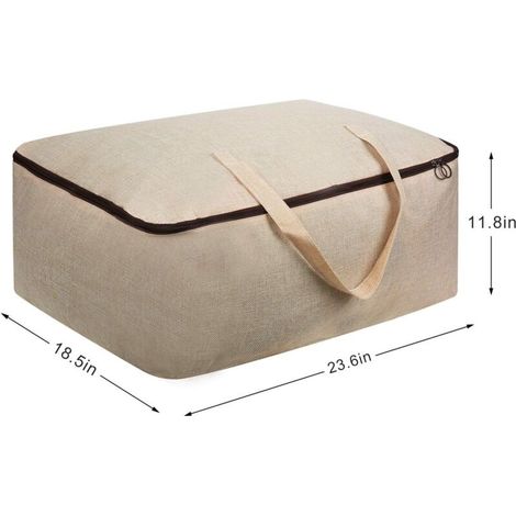 2er-Set atmungsaktive Aufbewahrungstaschen aus weichem Baumwoll-Canvas mit Griffen, Beige (1/3)