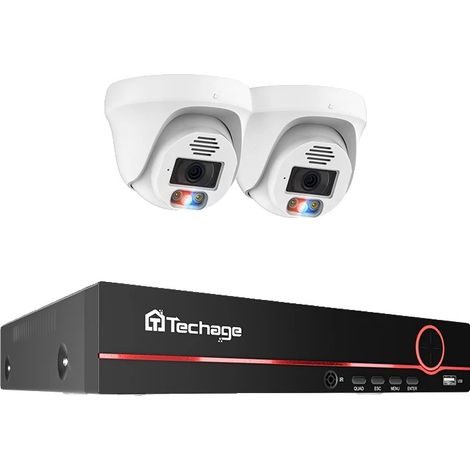 Système de Caméra de Sécurité, Résolution 4K, Audio Bidirectionnel, Caméra 8MP 8CH 2pcs-a, 4T (1/2)