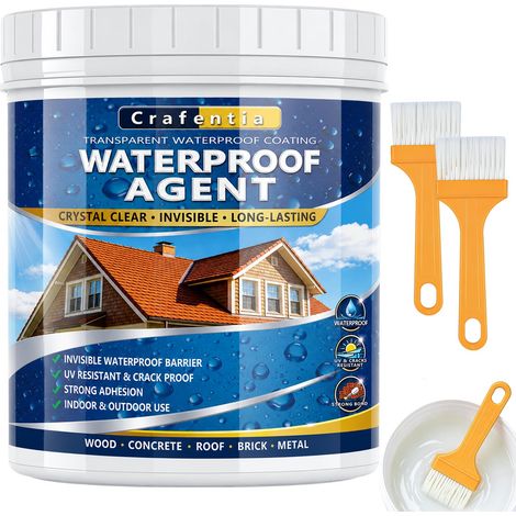 étanchéité Liquide Transparent, Revêtement Imperméable, 1KG Waterproof Coating pour Toiture Terrasse Extérieure Balcon Mur Bois Béton Métal, Membrane Étanche Liquide Invisible (1/5)