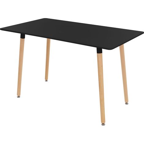 ML-Design Esstisch Schwarz aus Holz, 120x70x74,5 cm, Rechteckiger Esszimmertisch für 4-6 Personen, Skandinavisch Küchentisch, Wohnzimmertisch mit Buchenholzbeine, Schreibtisch Retro, Esszimmer Tisch
