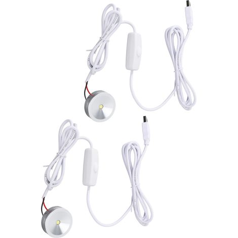 2 pièces mini spot LED réglable USB 5V variation progressive luminosité câble 2m/6.6ft pour vitrines lumière blanche (1/5)