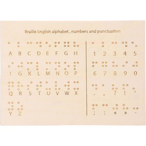 Tableau braille en bois, tableau de lettres braille en bois, outil pédagogique pour personnes aveugles, fournitures pour personnes aveugles-22.10X16.00X0.70CM-Beige