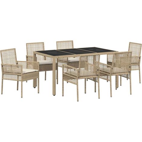 Maison Exclusive - Garten Essgruppe 7 pcs Beige Poly-Rattan