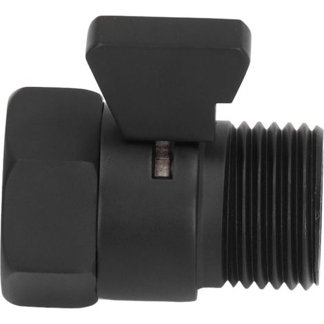 Gerader G1/2-Wasserhahn, massiver Messingkörper, Absperrventil für Warm-/Kaltwasser, Duschhahn für Pistolen, schwarz. (1/5)