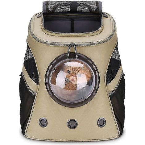 Sac à dos de transport pour grands chats avec fermetures éclair robustes. Gris foncé. (1/4)