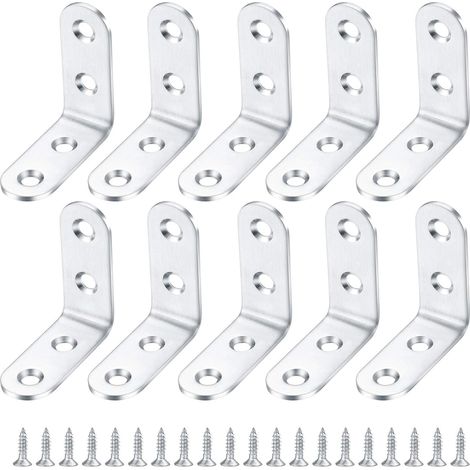 EASYCOMFORT 10 Pièces équerre de Fixation, Equerre Murale Supports Angle, Supports étagère Droit à 90 degrés, Fixation pour Etagere Forme de L en Acier Inoxydable pour Support d'angle Mural - 40402 MM (1/5)