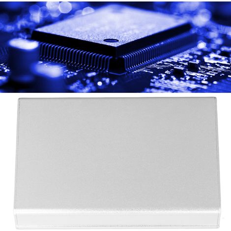 Boîtier en aluminium sablé argenté intégré 22 x 74 x 110 mm, circuit imprimé, dissipation thermique, blindage en alliage d'aluminium. (1/5)