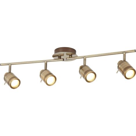 Searchlight Samson - Barre de projecteur de plafond de salle de bains à 4 lumières, laiton antique IP44, GU10 (1/3)