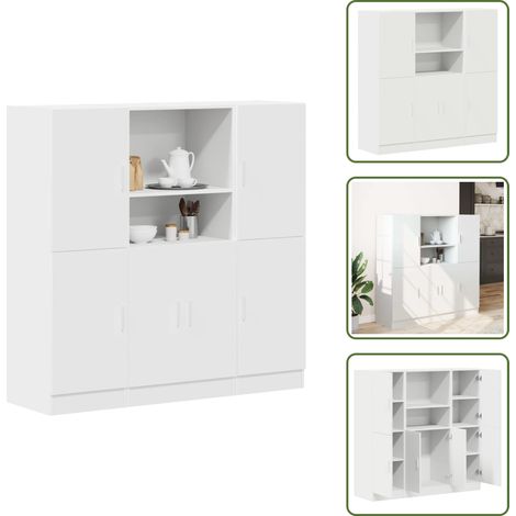 vidaXL 3-tlg. Küchenschrank-Set Weiß Holzwerkstoff (1/5)