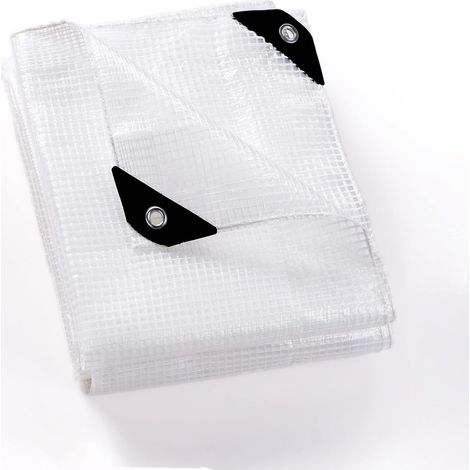 GUARD SHIELD Abdeckplane Wasserdicht mit Osen Netzplane 4x8 m Transparente-weiß Plane 150g/㎡ Gewebeplane Schutzplane Allzweckplane, Reißfest, UV-stabilisiert (1/5)