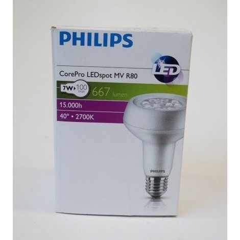 Ampoule LED 7W à reflecteur Ø 80x113mm culot E27 2700K 667lm 40° 230V non-dimmable CorePro Philips