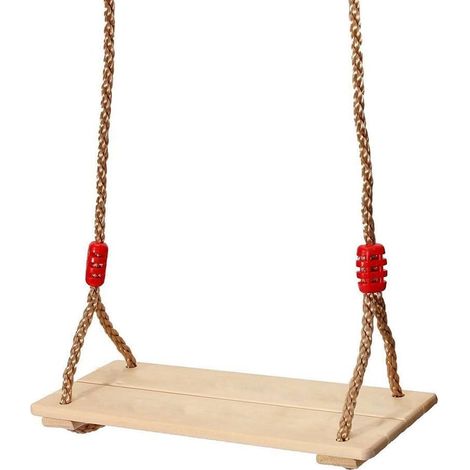 Balançoire pour enfants corde réglable siège en bois charge maximale 150kg 45x19cm
