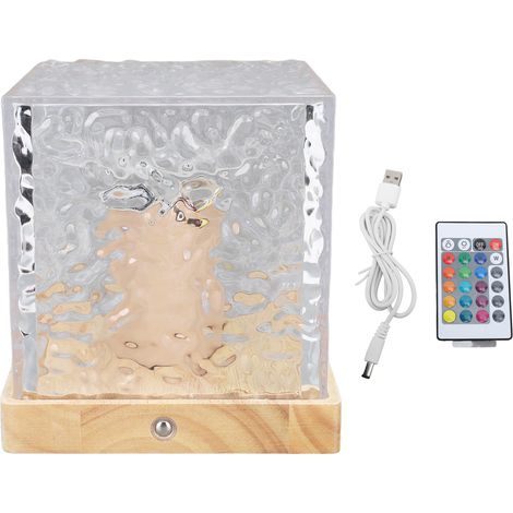 Ortviai Lampe de nuit dynamique à effet vague d’eau RGB, 16 couleurs, 4 modes, télécommande et recharge USB (1000 mAh) (1/5)