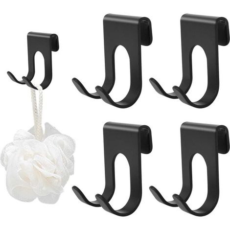 Lntyq Lot de 4pcs Support de Rasoir Crochets, Porte Rasoir Douche en Aluminium, Crochet Porte Serviette Sans Perçage, Crochets Adhésifs pour Salle de Bain et Cuisine Organiseur(Noir)