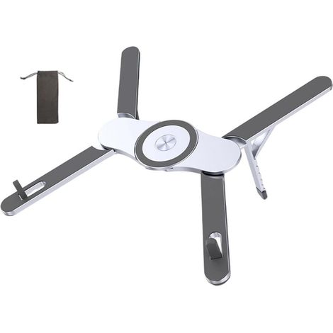 Supporto magnetico per laptop, supporto pieghevole per laptop, realizzato in lega di alluminio, leggero e portatile, regolazione dell'angolo di inclinazione su 6 livelli, per telefoni cellulari (1/5)