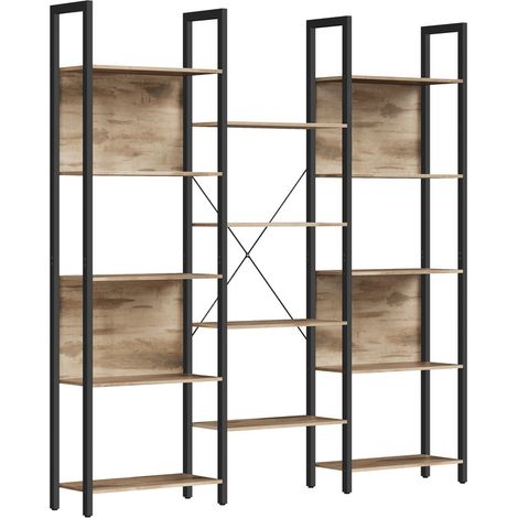 Vasagle – Bibliothèque industrielle 14 étagères en métal – Dimensions 24 x 158 x 166 cm – Capacité 140 kg – Anti-chute et pieds réglables