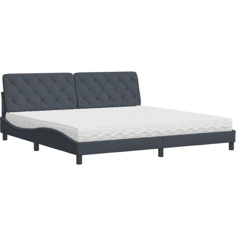 Maison Exclusive - Bett mit Matratze Dunkelgrau 200x200 cm Samt (1/5)