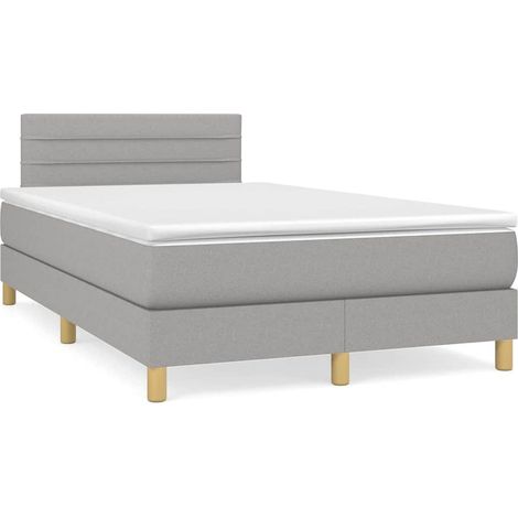 vidaXL Sommier à lattes de lit matelas LED gris clair 120x190 cm tissu (1/5)