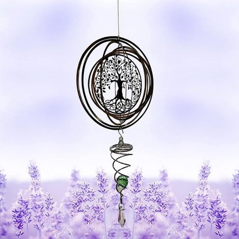 Carillon éolien - Suspension carillon éolien - Décoration de jardin - Carillon éolien 3D pliable et rotatif - Arbre de vie - Décoration de jardin - Métal - 50 cm x 14,5 cm - Décoration de terrasse (1/5)