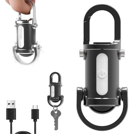 Mini lampe de poche porte-clés étanche 1200 lm rechargeable LED haute luminosité pour randonnée, camping (Noir) (1/5)
