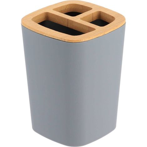 Zahnbürstenhalter aus rubber + abs und bambus - grau - Tendance (1/2)