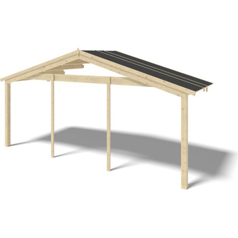 Tettoia di terazzo in legno - 6.00x2.00m - colore naturale - DOM553