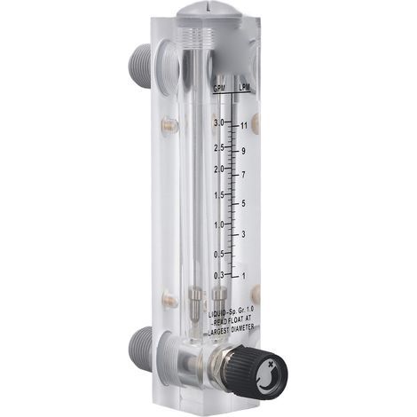 Einstellbarer, transparenter Acryl-Durchflussmesser für Flüssigkeiten, Einbauversion, Wasserdurchflussmesser 0,3 bis 3 GPM (1/5)