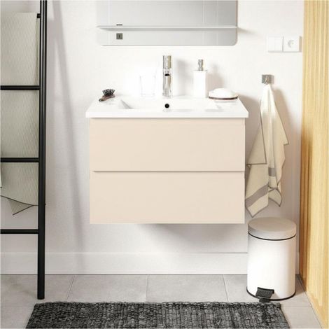 Einzelwaschtisch-Set 60 cm mit Keramikplatte und Chromhahn SORRENTO