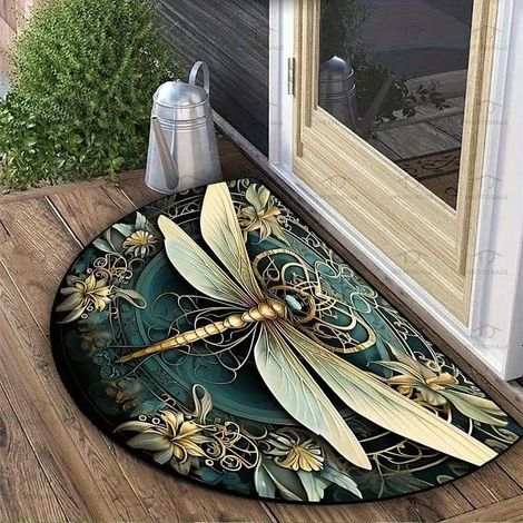 Non-slip mat, unique half-circle doormat, cleaning mat, indoor and outdoor entrance decor for garage and home - 40 x 60cm [crystal velvet, plastic backing]
