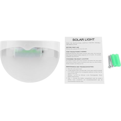 Lampe de jardin étanche à LED blanche avec panneau solaire pour clôture, allée ou mur extérieur. (1/5)