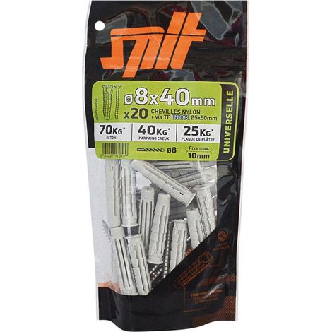 Paquete de 20 tacos de pared SPIT con tornillos, 8 x 40 mm SPIT (1/3)