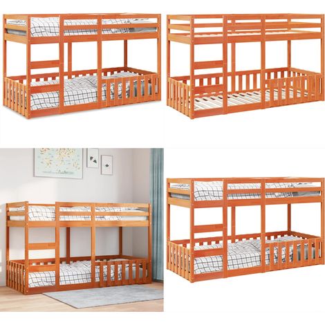 vidaXL Etagenbett Wachsbraun 90x200 cm Massivholz Kiefer (1/5)