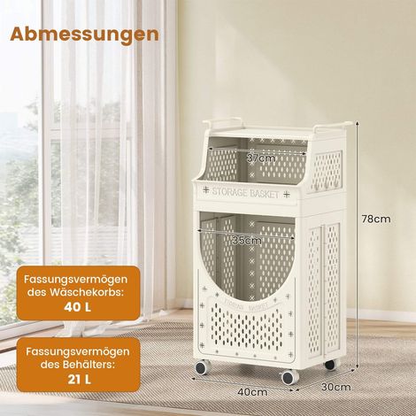 Chariot Linge 3 Niveaux Avec Sac Pliable Et Roulettes chariot-linge-3-niveaux-avec-sac-pliable-et-roulettes